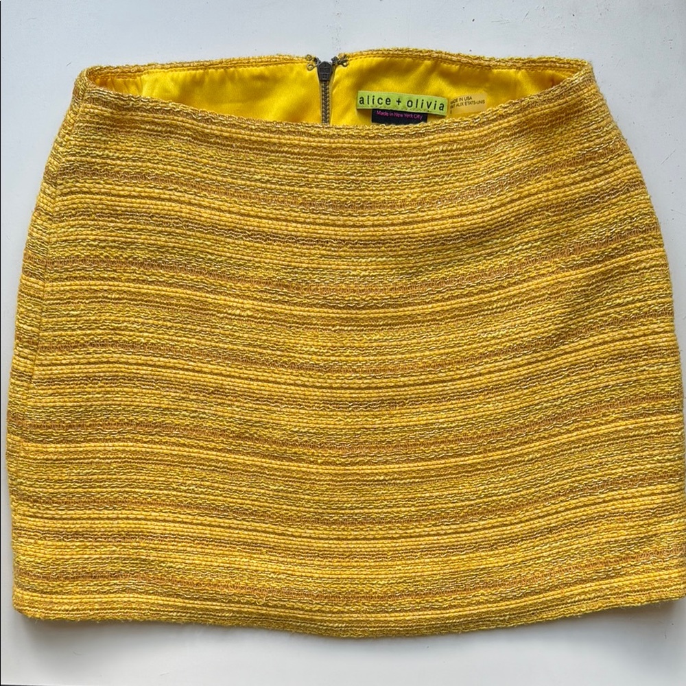 Alice + Olivia Gold Pencil Mini Skirt for Cocktail